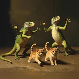 Dancing Iguanas Chasing Kittens